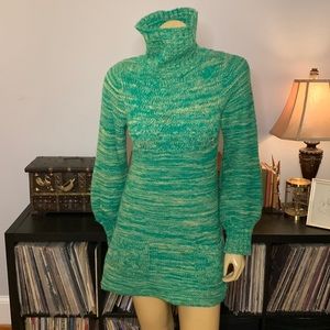 Vintage Green Lulumarie Turtleneck Sweater Dress